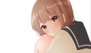 Превью обои девушка, поза, улыбка, взгляд, аниме