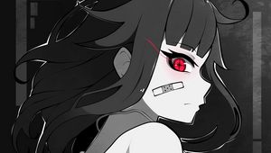 Превью обои девушка, профиль, пластырь, арт, аниме