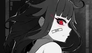 Превью обои девушка, профиль, пластырь, арт, аниме