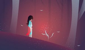 Превью обои девушка, пыльца, лепестки, арт