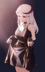 Превью обои девушка, рога, платье, аниме