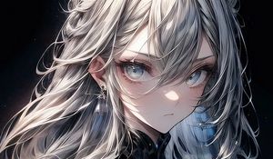 Превью обои девушка, сережки, украшения, арт, платье, аниме