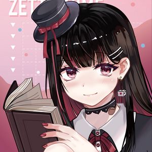 Превью обои девушка, шляпа, книга, чтение, аниме, арт