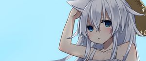 Превью обои девушка, шляпа, взгляд, аниме, арт