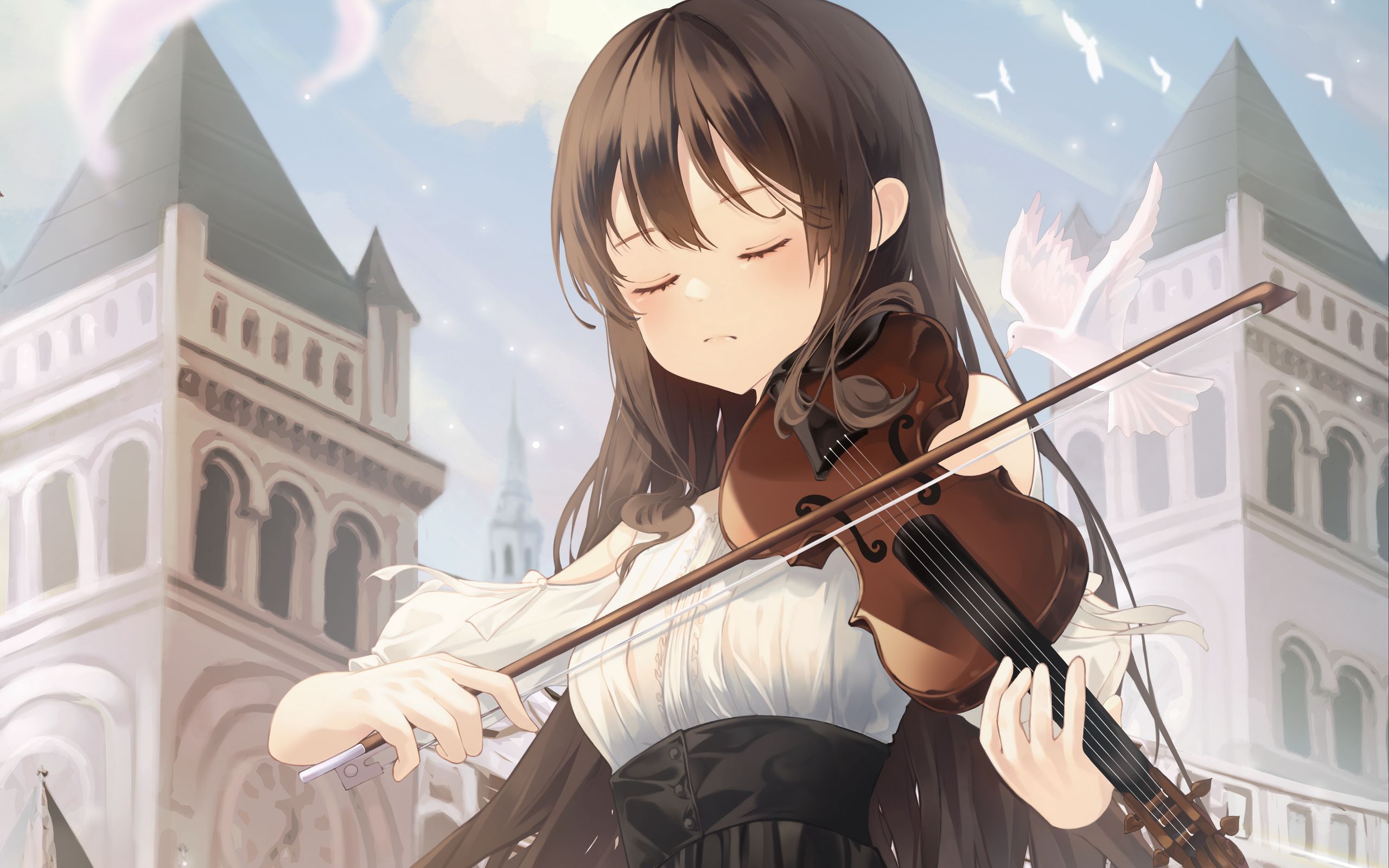 Красивые аниме обои скрипка