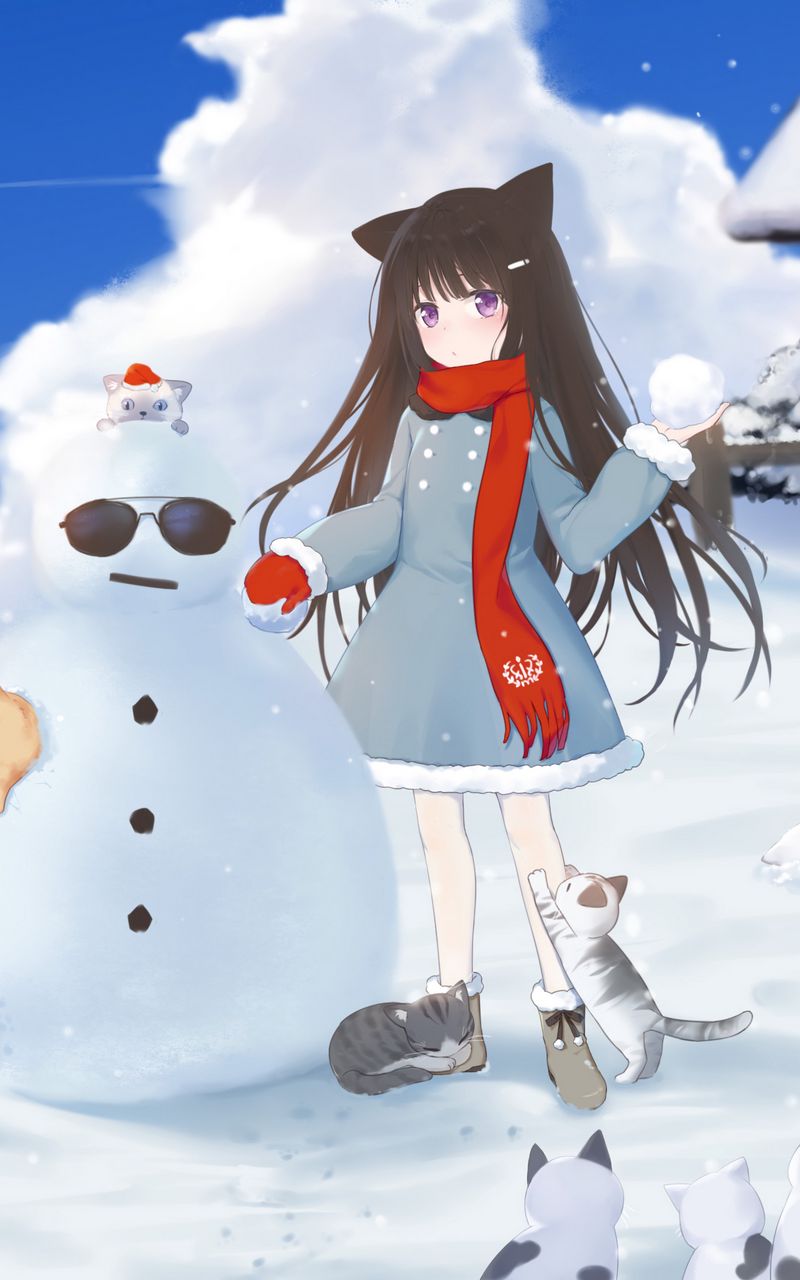 Снег сугробы аниме