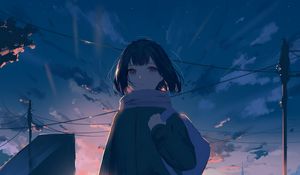 Превью обои девушка, солнце, лучи, аниме, арт