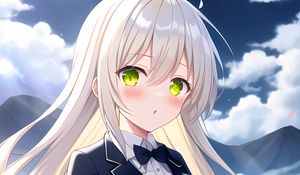 Превью обои девушка, цветы, луна, аниме, арт