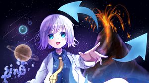 Превью обои девушка, ученый, наука, аниме, арт