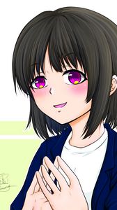 Превью обои девушка, улыбка, аниме