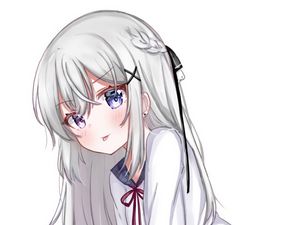 Превью обои девушка, улыбка, аниме, белый