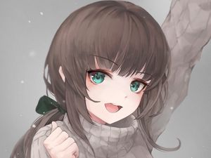 Превью обои девушка, улыбка, лицо, милый, аниме