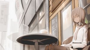 Превью обои девушка, улыбка, отдых, аниме, арт