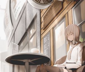 Превью обои девушка, улыбка, отдых, аниме, арт