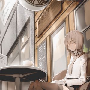 Превью обои девушка, улыбка, отдых, аниме, арт