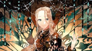 Превью обои девушка, улыбка, платье, акварель, аниме