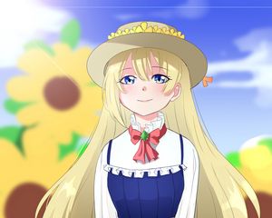 Превью обои девушка, улыбка, шляпа, аниме