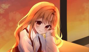 Превью обои девушка, улыбка, взгляд, аниме, милый