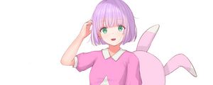 Превью обои девушка, взгляд, аниме, розовый