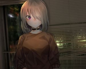 Превью обои девушка, взгляд, чокер, аниме, арт