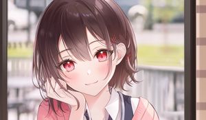 Превью обои девушка, взгляд, десерт, аниме