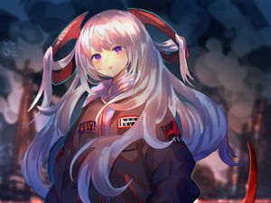 Превью обои девушка, взгляд, фантастика, аниме