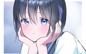 Превью обои девушка, взгляд, глаза, аниме, арт