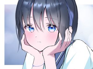 Превью обои девушка, взгляд, глаза, аниме, арт