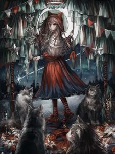 Превью обои девушка, взгляд, кошки, аниме, арт
