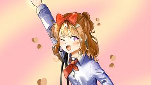 Превью обои девушка, жест, форма, аниме