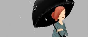 Превью обои девушка, зонт, дождь, арт