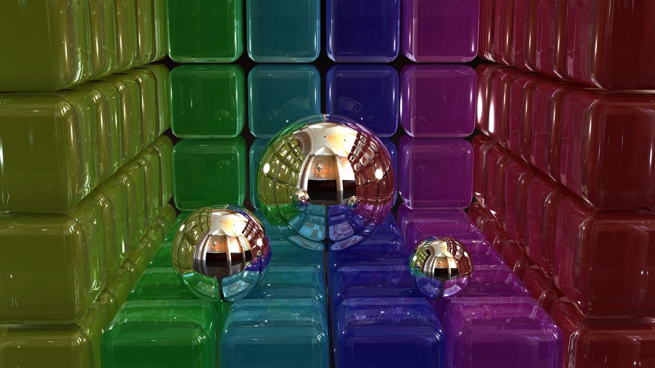 Обои digital art, 3d, шары, кубы