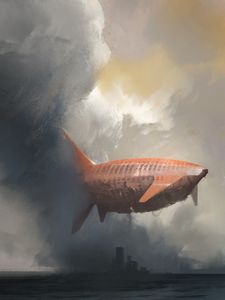 Превью обои дилижабр, город, арт