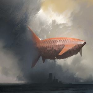 Превью обои дилижабр, город, арт