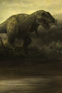 Превью обои динозавр, клыки, агрессия