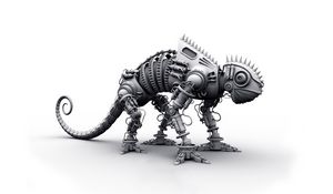 Превью обои динозавр, металл, форма, серый, игрушка