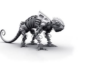 Превью обои динозавр, металл, форма, серый, игрушка