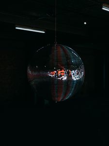 Превью обои диско шар, шар, блики, темнота, темный