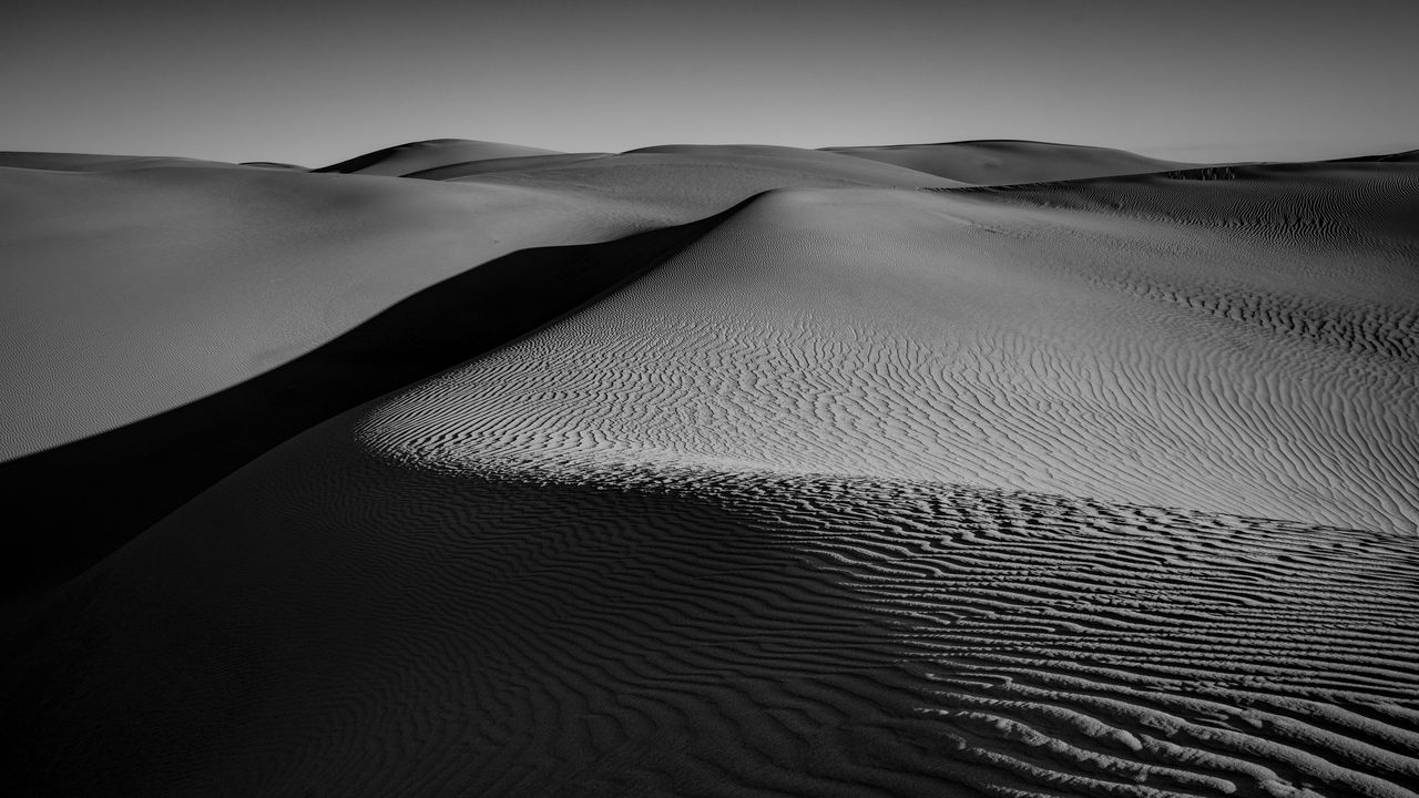 Обои дюны, пустыня, пески, рельеф, чб
