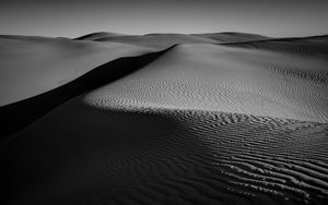 Превью обои дюны, пустыня, пески, рельеф, чб
