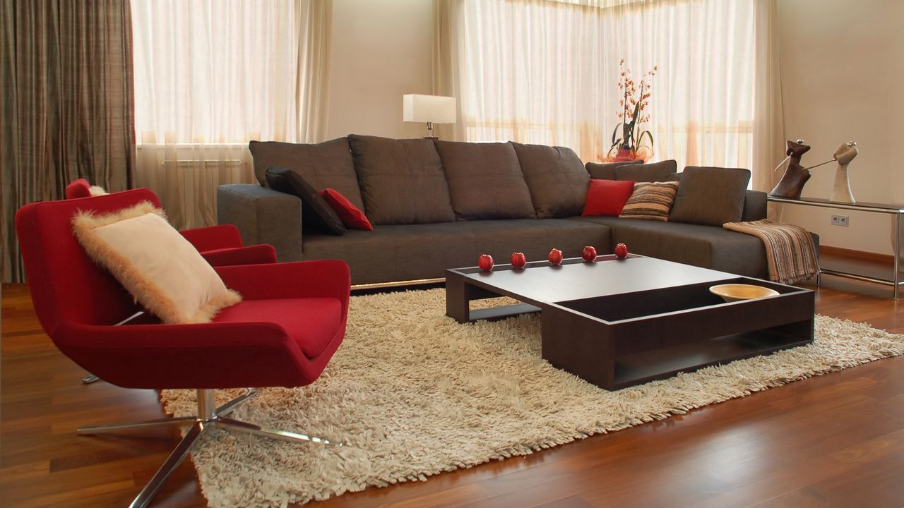 Обои диван, дизайн, интерьер, квартира, комната, красный, кресло, стиль
