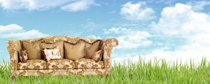 Превью обои диван, трава, природа, мебель