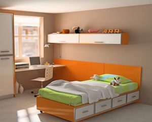 Превью обои дизайн, игрушки, интерьер, квартира, комната, компьютер, красочно, кровать, оранжевый, стиль, стол, шкаф, ярко