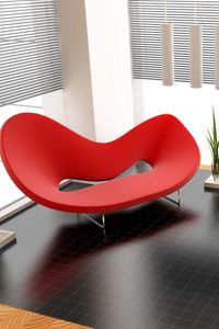 Превью обои дизайн, интерьер, квартира, комната, красное, кресло, растения, стиль, формы