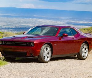 Превью обои dodge challenger, dodge, автомобиль, красный