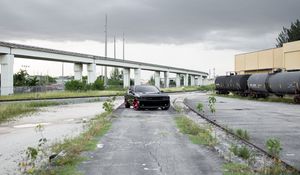 Превью обои dodge challenger, dodge, автомобиль, черный, вид спереди
