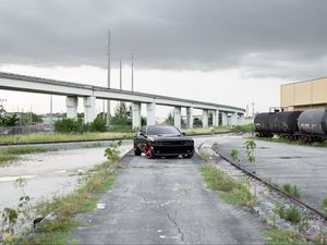 Превью обои dodge challenger, dodge, автомобиль, черный, вид спереди