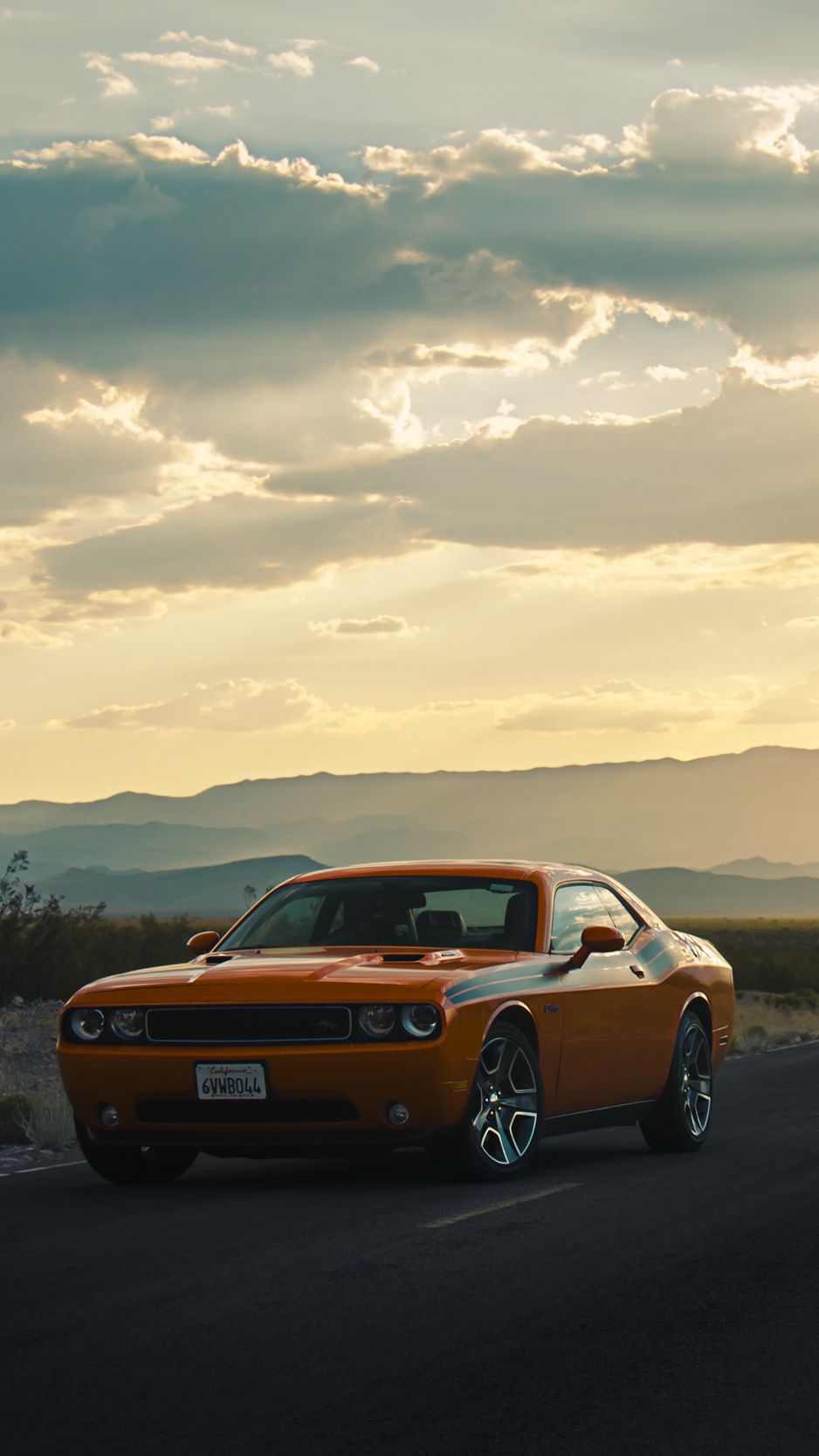 Скачать 938x1668 dodge, challenger, вид сбоку, дорога обои, картинки iphone  8/7/6s/6 for parallax