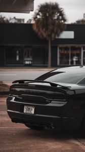 Превью обои dodge charger, автомобиль, вид сзади, черный