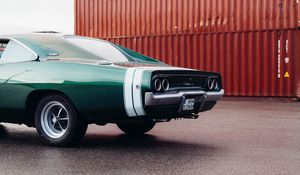 Превью обои dodge charger, dodge, автомобиль, зеленый, ретро